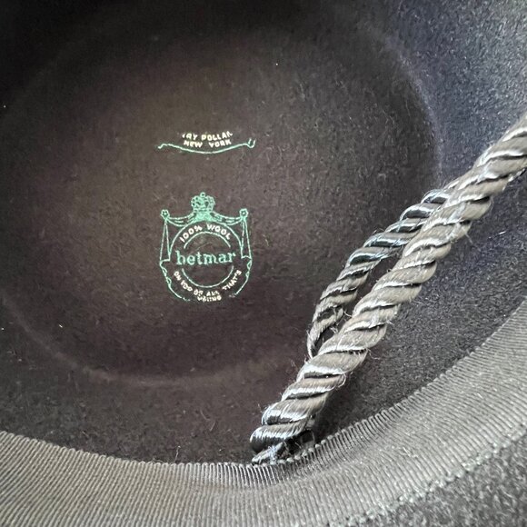 Vintage Betmar Black Hat, 100% Wool, Bolero Style, Excellent Condition! - Picture 5 of 16